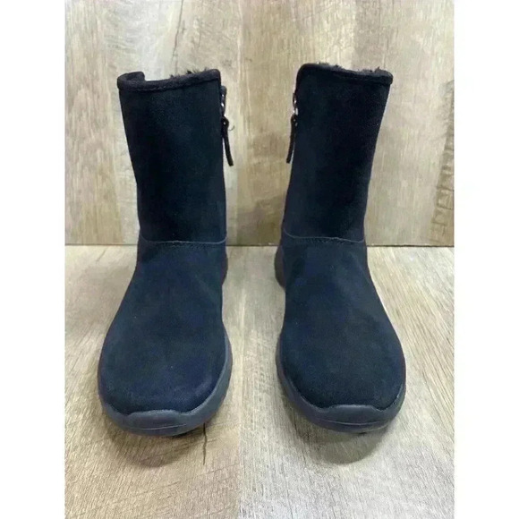 Skechers Womens 6 On-The-Go Joy Suede Goga Mat Air Cooled Boots Shoes Faux Fur - Picture 5 of 10